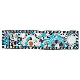 Longue écharpe en soie à imprimé abstrait bleu et multicolore Emilio Pucci Bleu