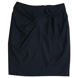 Isabel Marant Etoile Isabel Marant Étoile Falda Lápiz de Lana Negra con Nudo Negro