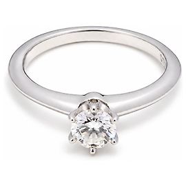 Tiffany & Co. Ring Platinum 950 Diamond Full Set with Box & Papers Luxury Size 52 Silvery