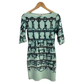 Hermès Vestido corto con estampado de bocado en poliamida y elastano verde menta Otro Verde