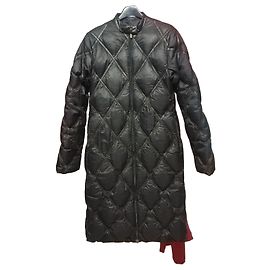 Moncler Quilted Leather Trimmed Down Coat Black Polyamide Black
