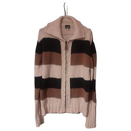 D&G Gestreifter Wollcardigan Braun Schwarz Weiß