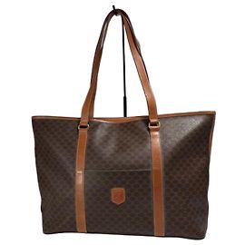 Sac cabas Celine en toile enduite marron et cuir marron