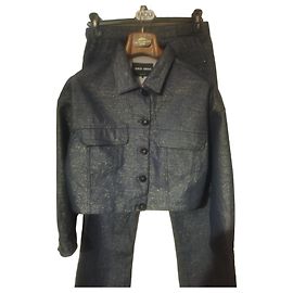 Giorgio Armani Denim Jacke und Hose Set Blue Metallic Blau