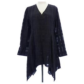 Autre Marque LE PHIL Check Sheer Top transparentes Karo-Oberteil Schwarz Andere