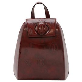 Cartier Happy Birthday Leather Backpack Brown Dark red