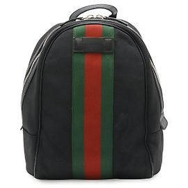 Sac à dos Gucci Sheline Line en cuir et toile techno Noir Rouge Vert