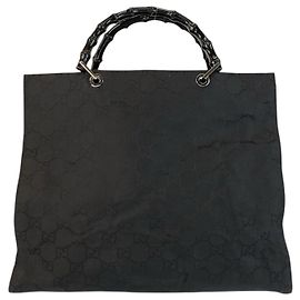 Gucci Bamboo Nylon Handbag Black