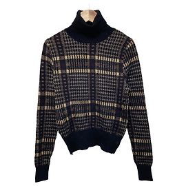 Autre Marque Dries Van Noten Karierter Rollkragenpullover aus Strick Schwarz