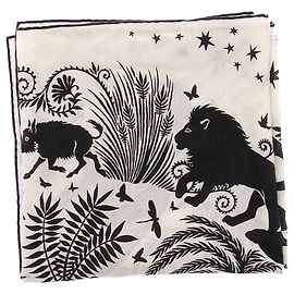Hermès Xale preto e branco estampado « Sous le Charme d'Orphée » Preto