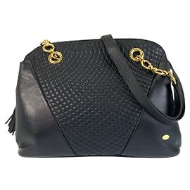 Sac à épaule en cuir matelassé Bally Bleu Bleu Marine