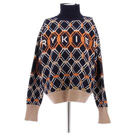 Sonia Rykiel Marineblauer und orangefarbener Pullover Marineblau