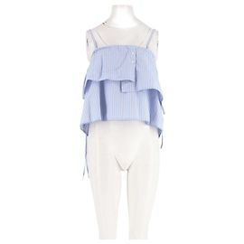 Autre Marque Top de algodón azul con volantes Damson Madder Azul
