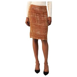 Prada Saia com estampado de tweed Trompe l'œil laranja queimado Reissue 2012 - size UK 8 Laranja