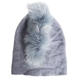 Autre Marque Mohair-Kaschmir-Beanie in Blau Blau