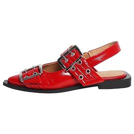 Ganni Bailarinas rojas con hebilla - talla EU 37 (UK 4) Roja