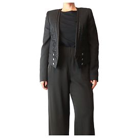 Autre Marque Blazer nero slim fit con dettagli ricamati - size UK 12 Nero