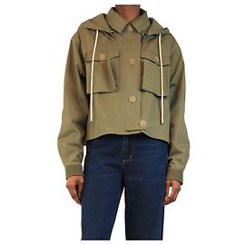 Loewe Chaqueta con capucha de algodón verde militar - talla S Verde