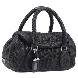 PRADA Handtasche aus Leder Schwarz Silber BN1235 Andere