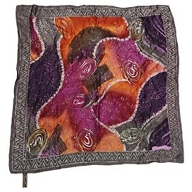 Oscar de la Renta Pañuelo de seda estampado multicolor Castaño Blanco Multicolor Naranja Gris Púrpura