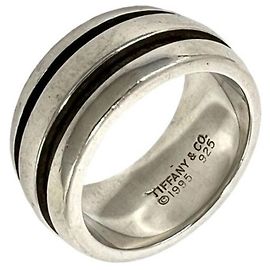 Autre Marque Tiffany Vintage Doppelring mit Rillen Silber