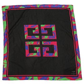 Pañuelo de seda Givenchy Ysatis Negro Roja Azul Verde