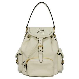 Mochila com cordão Miu Miu para mulheres, tamanho Medium Branco
