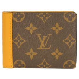 Louis Vuitton Portefeuille Multiple Bi-fold Wallet Marrom Dourado Monograma