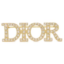 Christian Dior Strass-Brosche Golden Andere