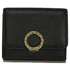 Bulgari Cartera tri-fold Bvlgari de cuero negro Negro