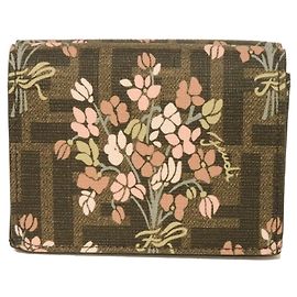 Fendi Tri-fold Wallet in Brown Fabric Brown