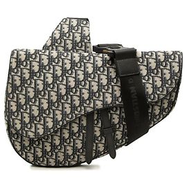 Bolso bandolera Christian Dior Trotter Saddle Beige Azul marino