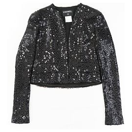 Chanel Sequined Tweed Jacket in Black and Red Black Red