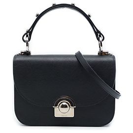 Bolsa Satchel Prada Black Saffiano Lux Arcade Preto
