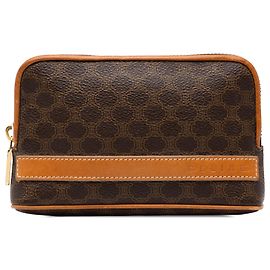 Céline Necessaire Celine Brown Macadam Coated Canvas Marrom