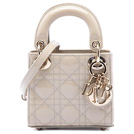 Dior Beige Micro Patent Cannage Lady Dior Beige