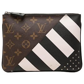 Louis Vuitton Brown Monogram Stripes Pochette Plate PM Marron