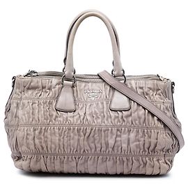 Bolso Satchel Prada Beige Nappa Gaufre Double Zip Beige