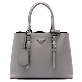 Sac à main Prada Gray Medium Saffiano Cuir Double Handle Satchel Marron