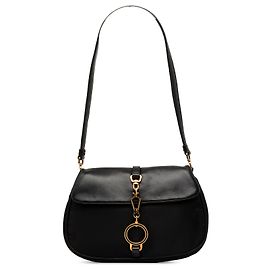 Bolsa de ombro Prada em couro de bezerro macio e tessuto preto Preto