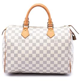 Louis Vuitton White Damier Azur Speedy 30 Blanc