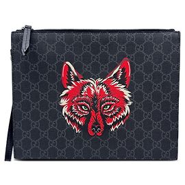 Pochette Gucci Black GG Supreme Wolf Noir