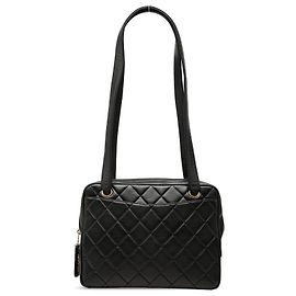Chanel Black Quilted Lambskin Shoulder Bag Black