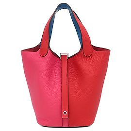 Hermès Red Bicolor Clemence Picotin Lock 18 Roja