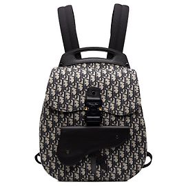 Sac à dos Saddle en toile Oblique bleue Dior Bleu Bleu Marine