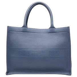 Dior Book Tote Medium de piel grabada azul Azul Otro