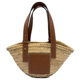 Cesto Tote Anagram Small em ráfia bege LOEWE Bege