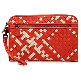 Portadocumentos Bottega Veneta de Nappa Intrecciato bicolor naranja Naranja