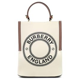 Saco Bucket Burberry Peggy Small em lona com logo bege Bege
