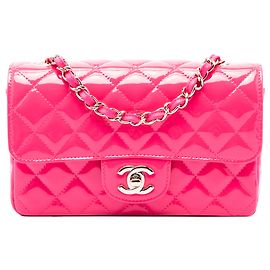Chanel Pink Mini Rectangular Classic Patent Single Flap Rosa